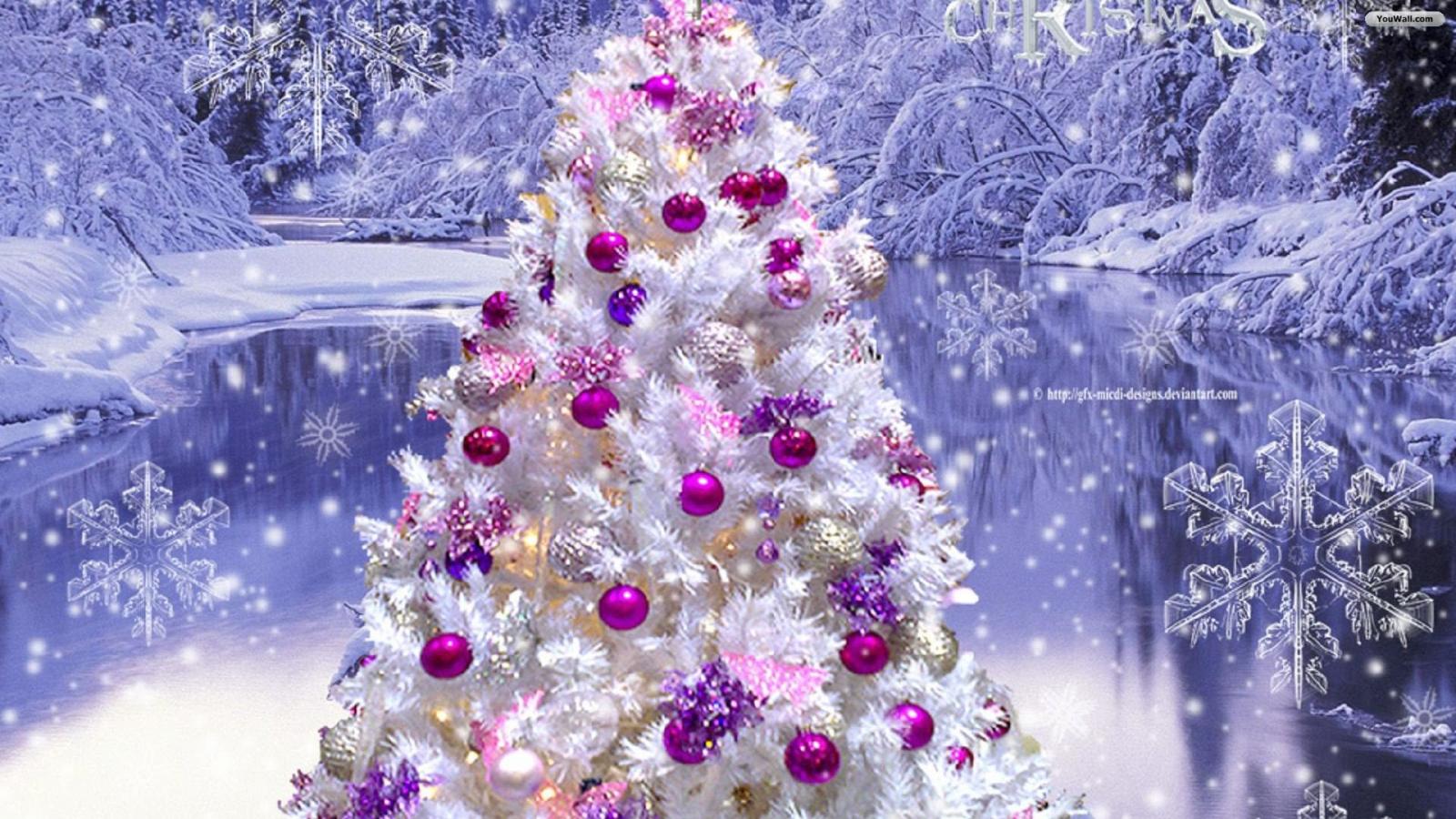 Youwall Pink Christmas Tree Wallpaper