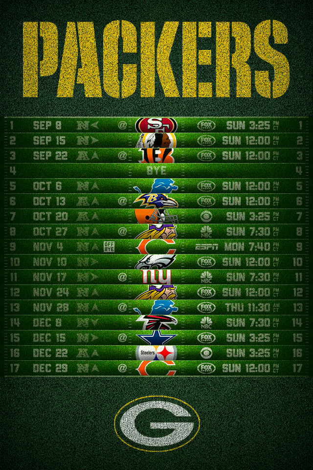 Greenbay Packers Football Schedule iPhone Wallpaper