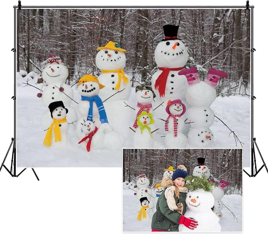 Amazoncom Funny Snowman Family 7x5ft Photography Backdrop for