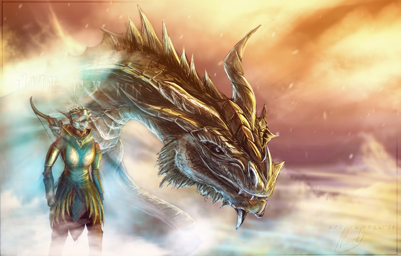 Wallpaper Dragon Art Dragonborn Skyrim Race The Argonian