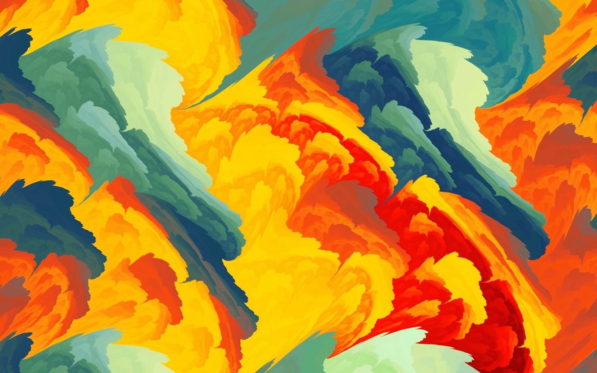 Teal And Orange Waves HD Wallpaper