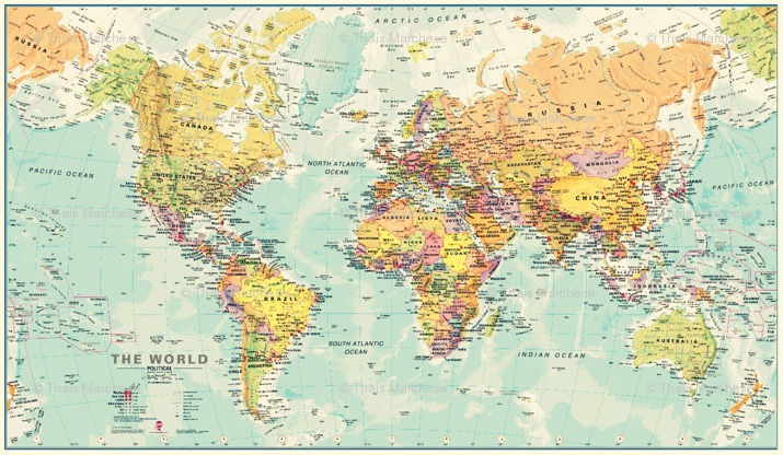 Vintage World Map Wallpaper Design