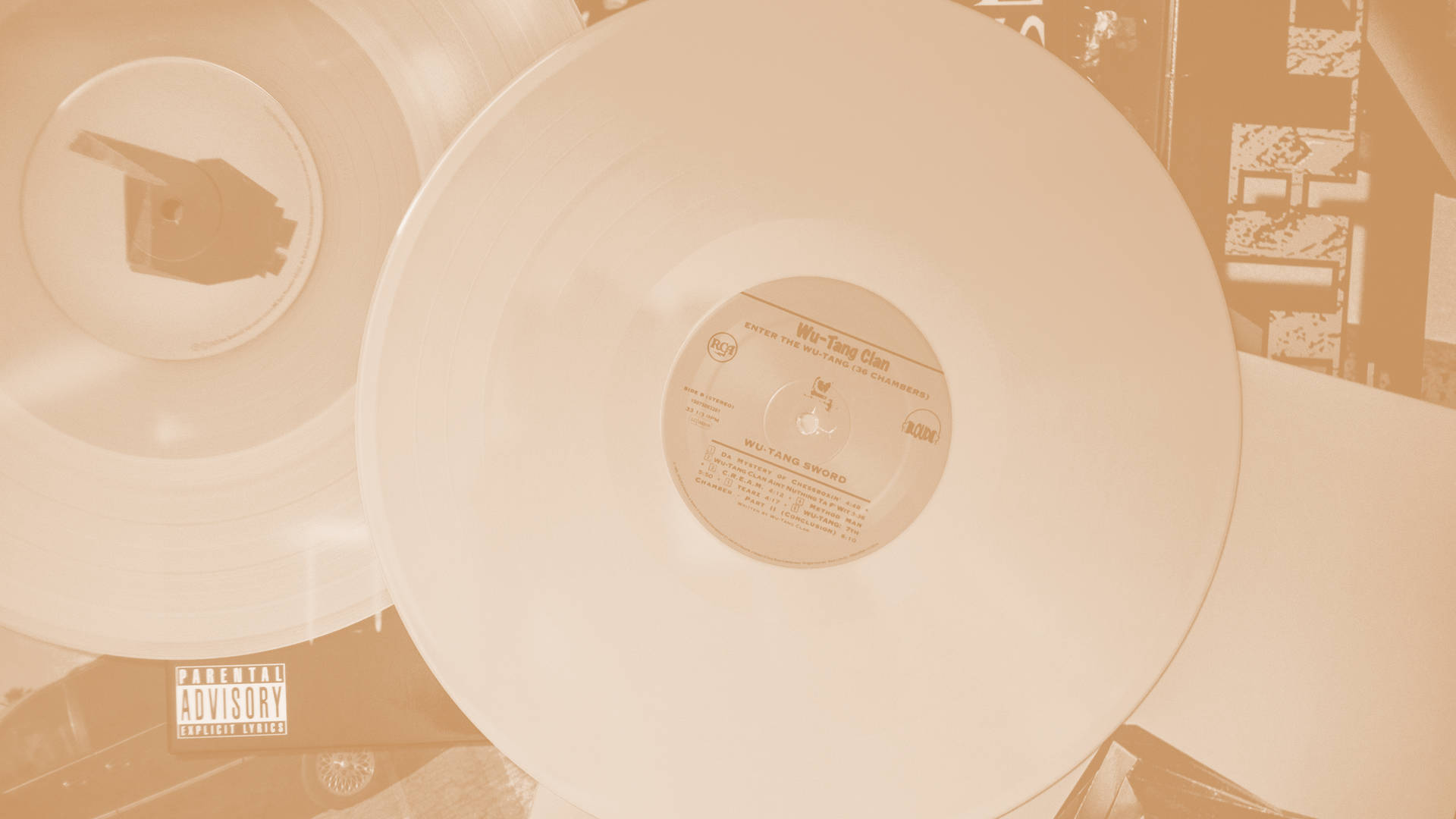 Cream Aesthetic Vinyl Records Wallpaper
