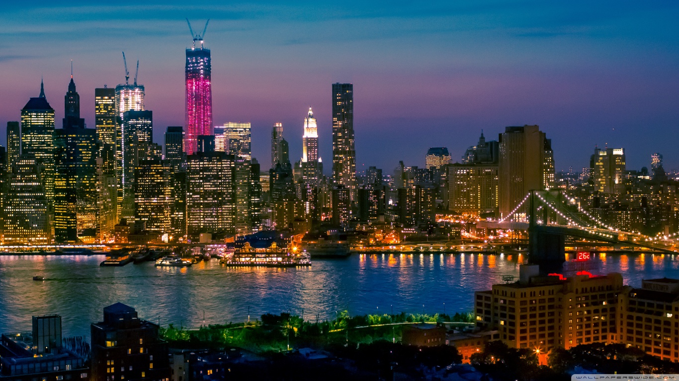 New York City At Night Lights 4k Hd Desktop Wallpaper For