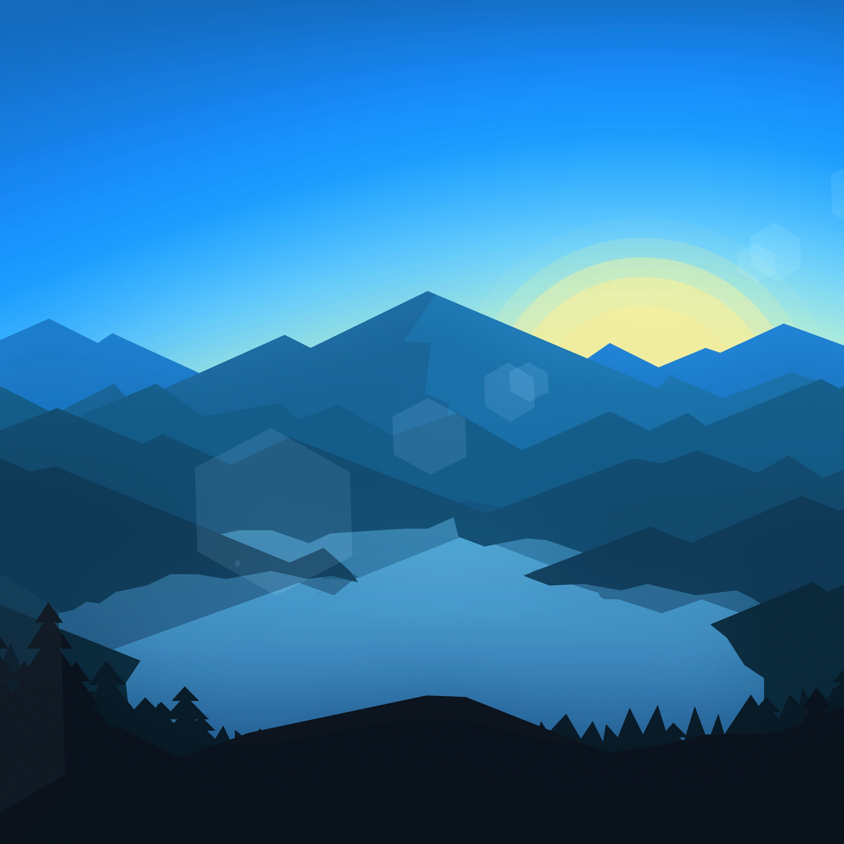 Wallpaper Forest Mountains Sunset Cool