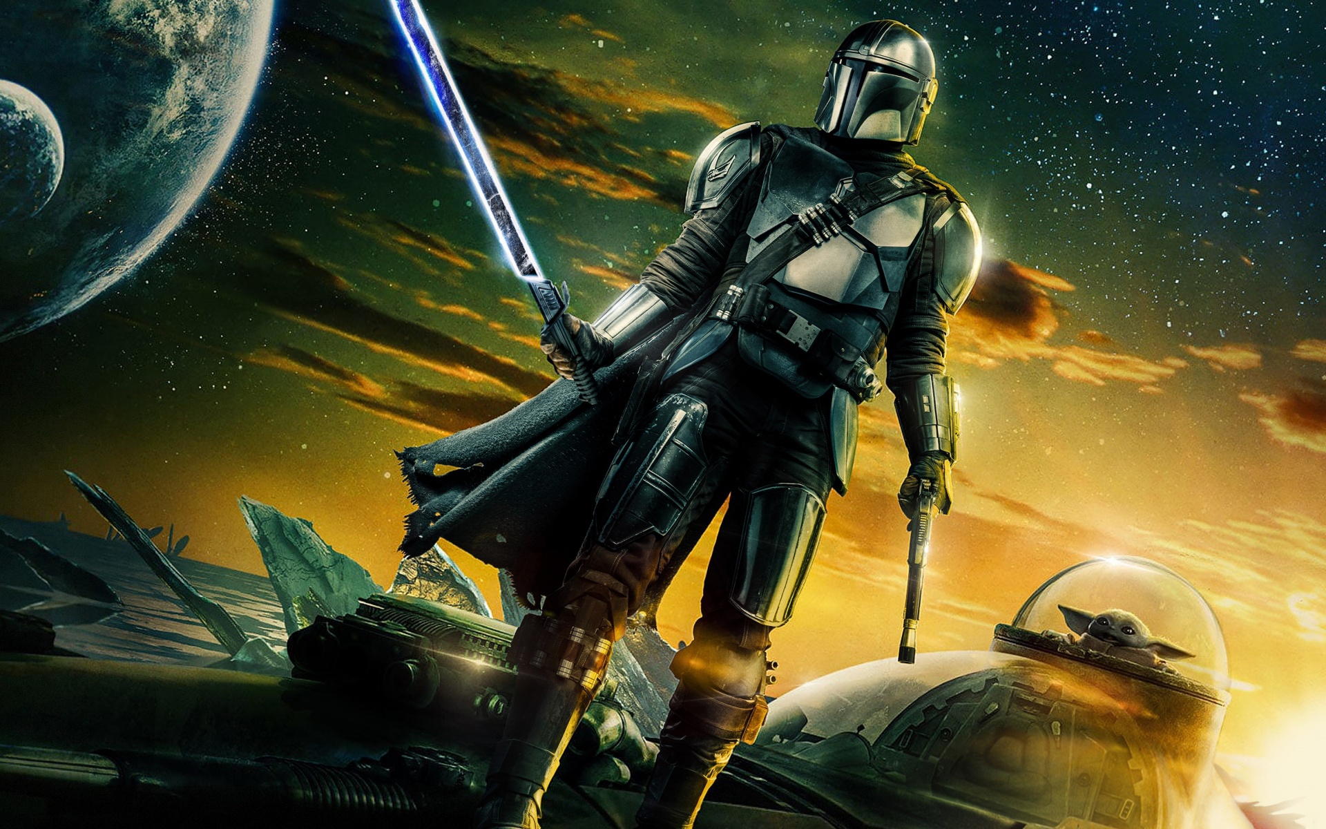 The Mandalorian Wallpaper 4k Season Din Djarin Darksaber