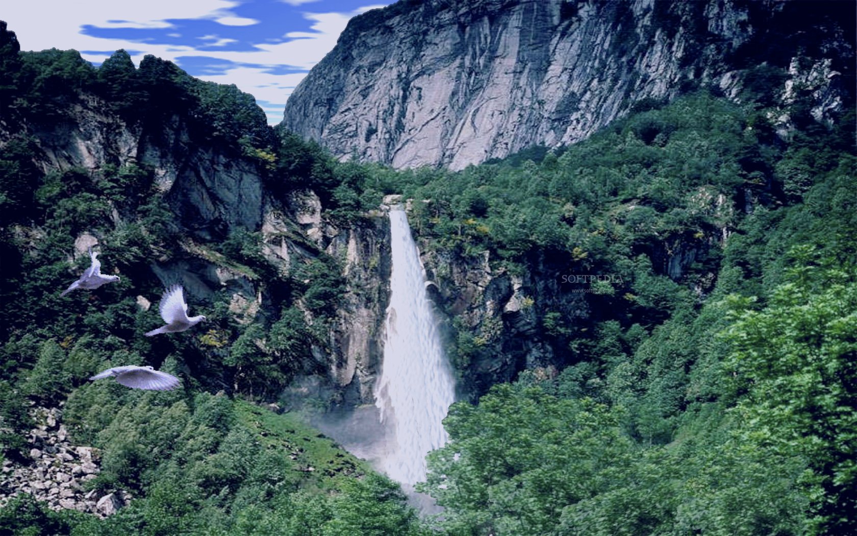 3d Mountain Waterfall Is An Animated Screen