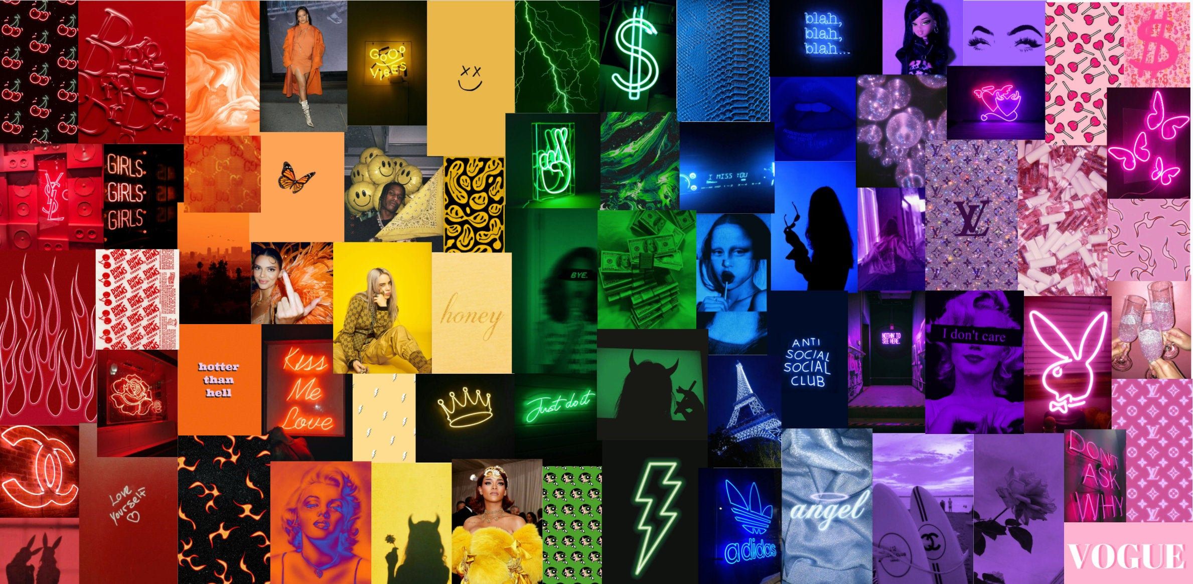 Boujee Rainbow Aesthetic Wall Collage Kit Digital Wallpaper