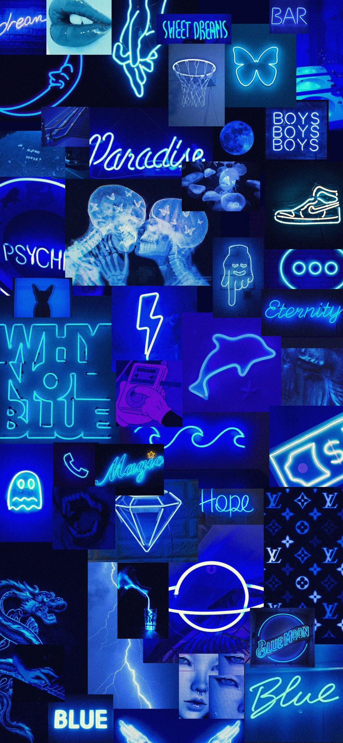 Blue Neon Aesthetic Wallpaper For iPhone