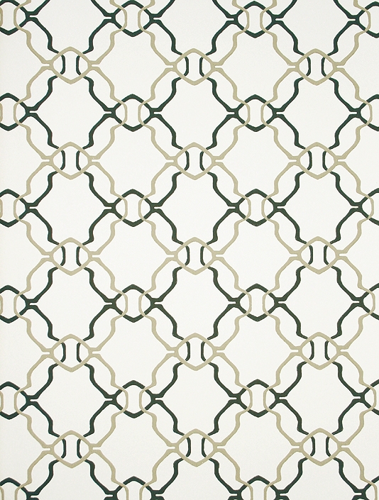 Aladdin Wallpaper A cream wallpaper with geometric design in dark navy 534x705