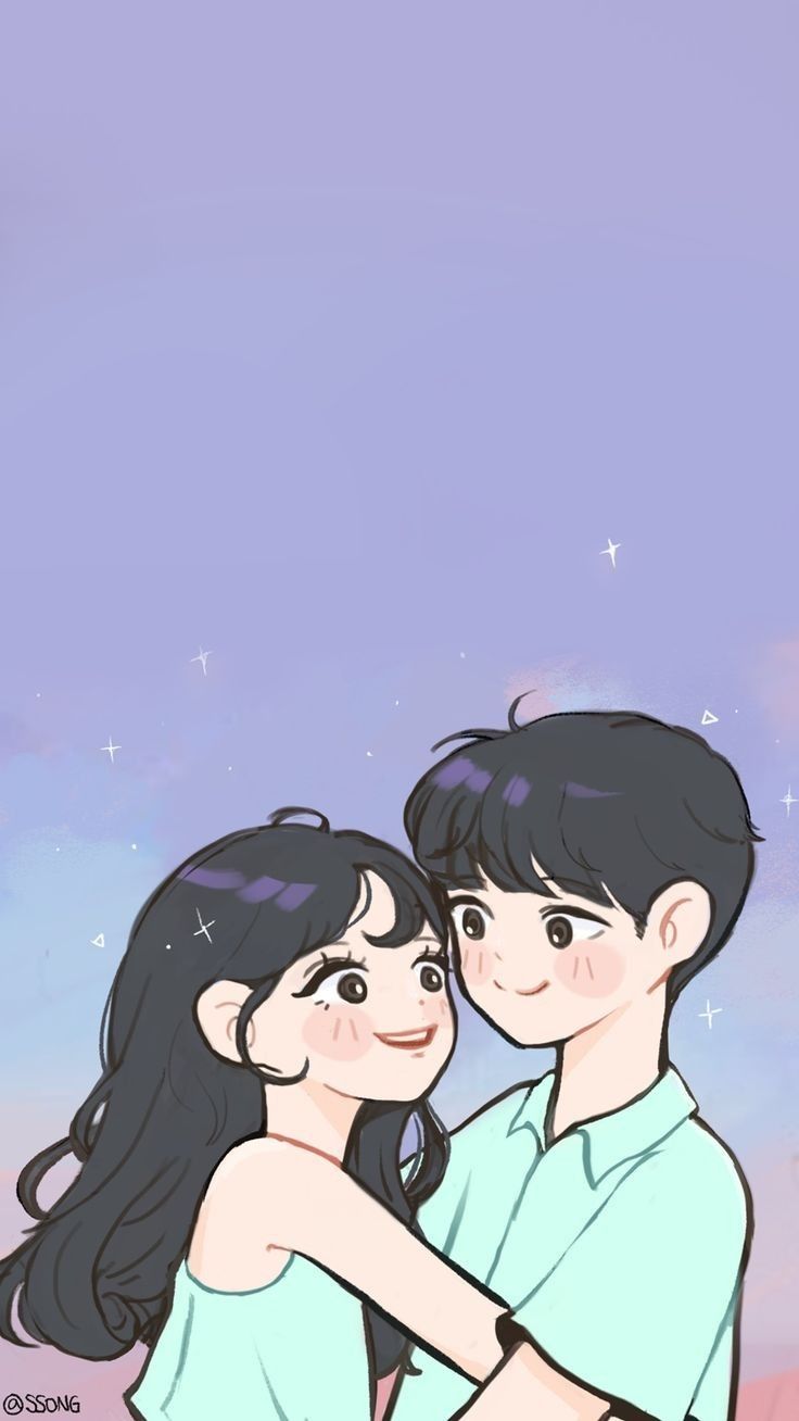 Cute Couple Illustration Wallpaper