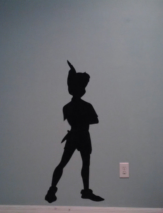  Peter Pan Shadow Silhouette Hand Painted Wallpaper Wall Mural on Etsy