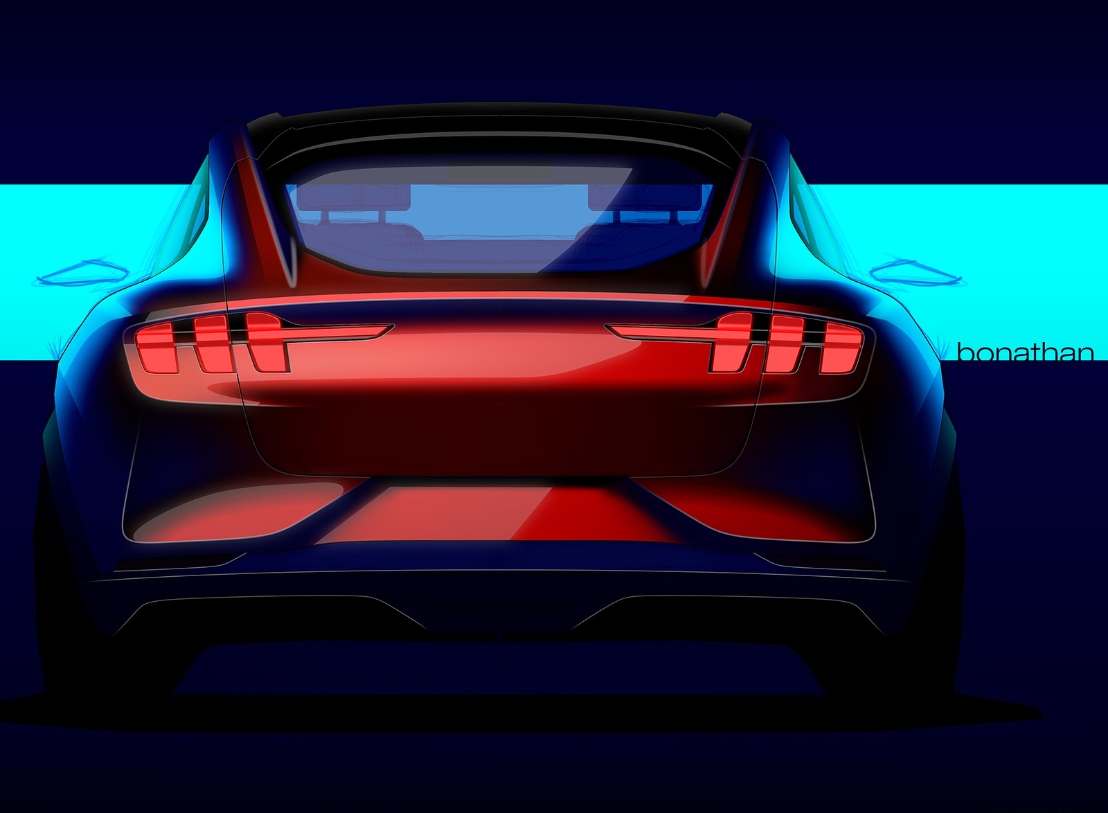 Ford Mustang Mach E Electric Suv Design Sketch Wallpaper