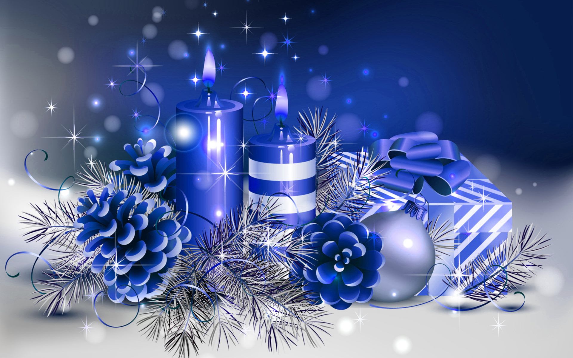 Image Blue Christmas Candle Wallpaper For Desktop Pc Android