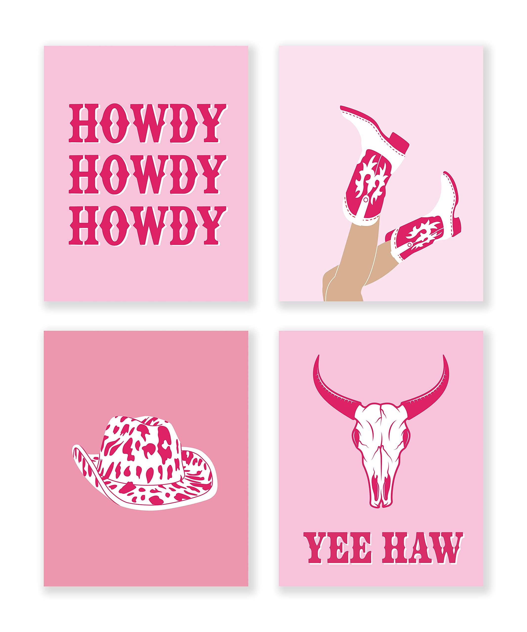 LiTiu Cowgirl Hat Shoes Howdy Cow Wall Art Poster Prints Decor