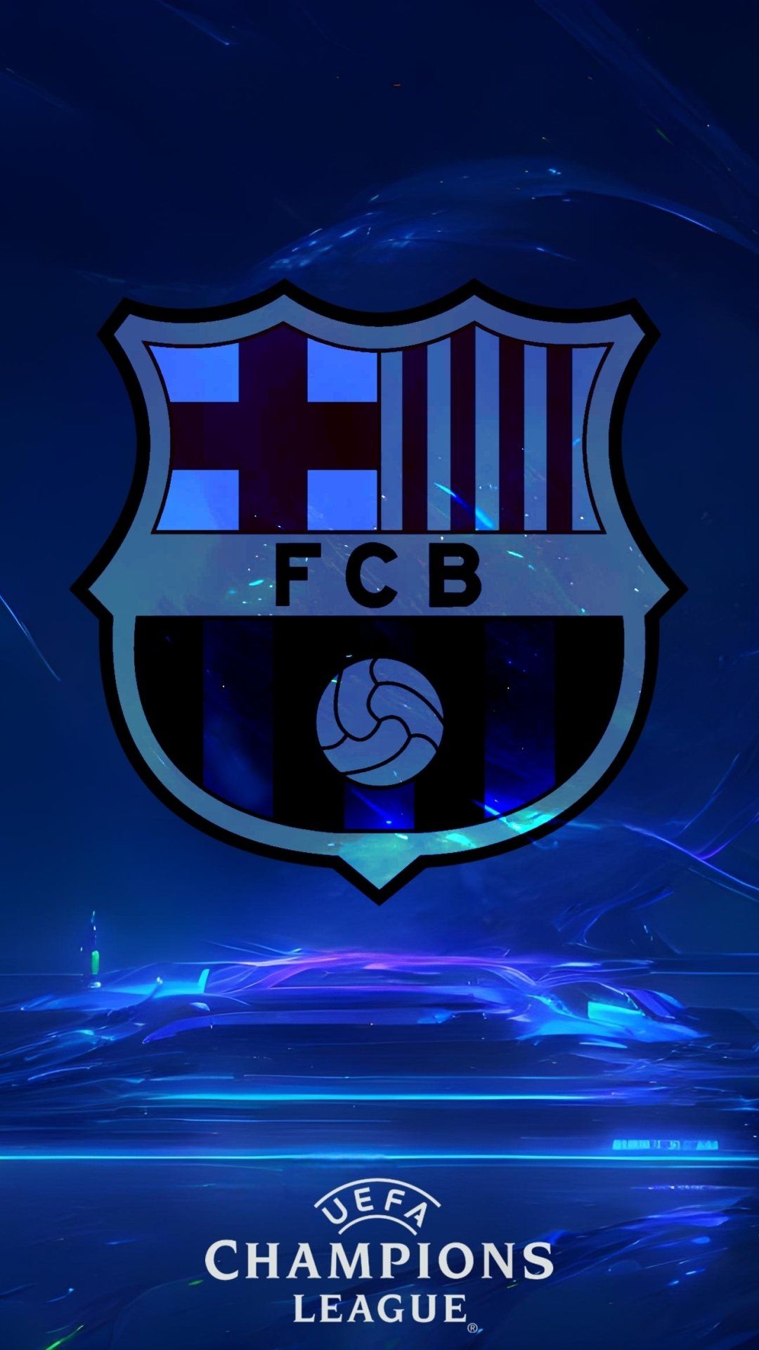 A vibrant 4K wallpaper featuring the FC Barcelona logo against a dynamic blue backdrop, perfect for any Barca fan