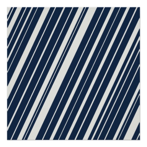 Cool Navy Blue And White Diagonal Stripes Pattern Poster