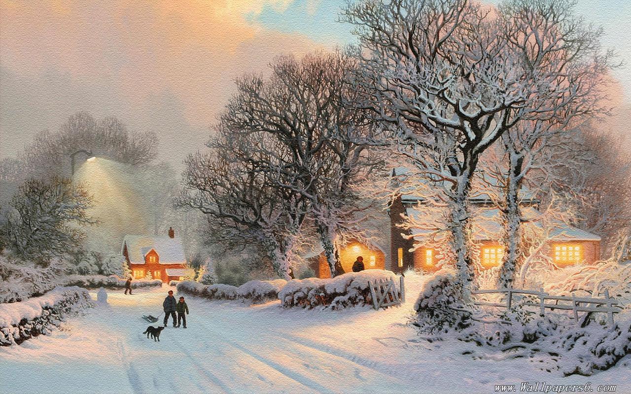 Landscape Wallpaper Winter Christmas Illustrations