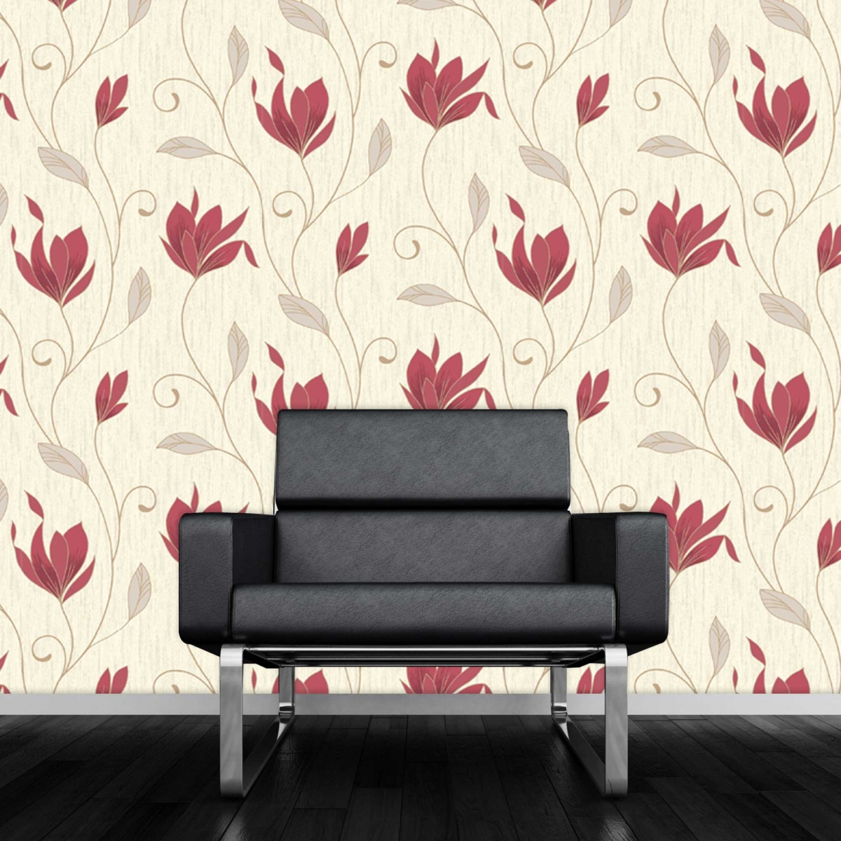 Home Shop By Style Floral Synergy Red And Cream Wallpaper