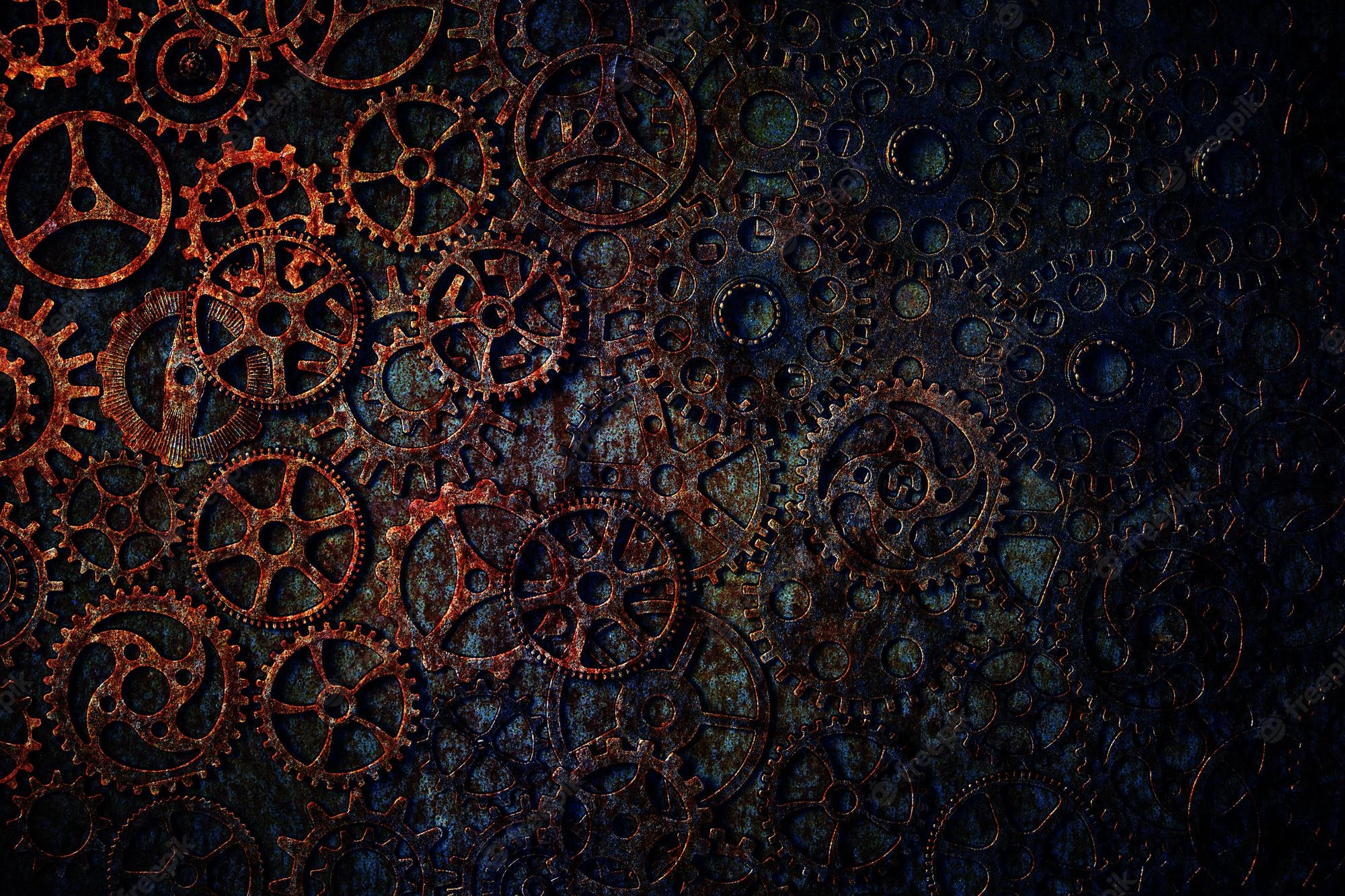 Premium Photo Gears abstract background lots of little rusty
