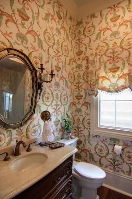 Free Download Guest Bathroom With Arabesque Wallpaper Traditional Bathroom New 426x640 For Your Desktop Mobile Tablet Explore 49 Traditional Bathroom Wallpaper Fun Wallpaper For Bathrooms