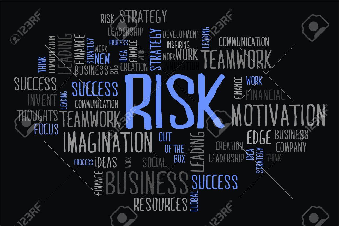 Risk Word Cloud Concept In Black Background Stock Photo Picture