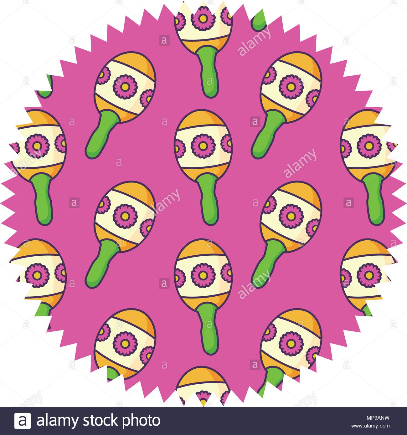 Free download seal stamp with Mexican maracas pattern over white