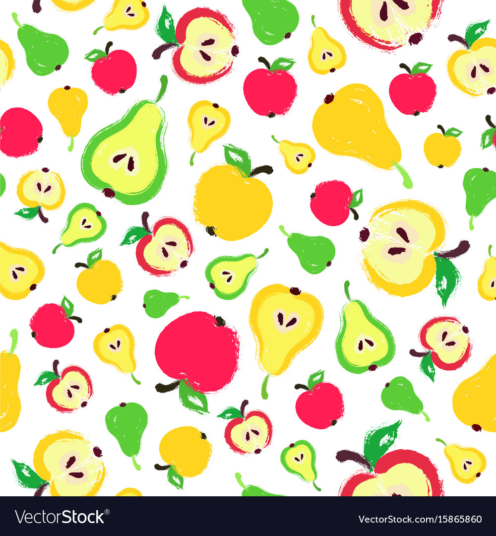 Apple Pear Background Painted Pattern Royalty Vector