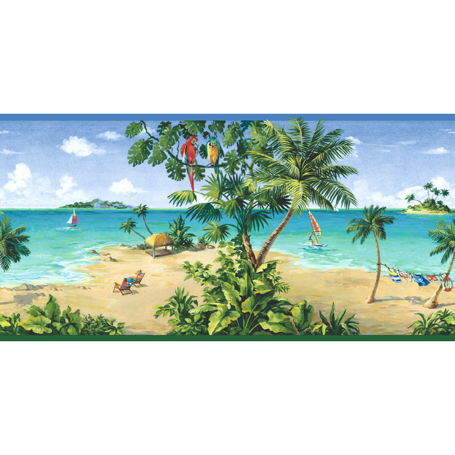 Tropical Beach Scene Prepasted Wallpaper Border At Lowes