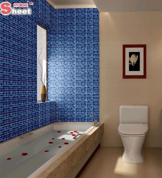 Shipping Pvc Fashion Blue Mosaic Wallpaper Self Adhesive Waterproof