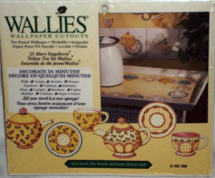 Wallies Wallpaper Cutouts Mary Engelbreit Yellow Tea Set Cups Pots