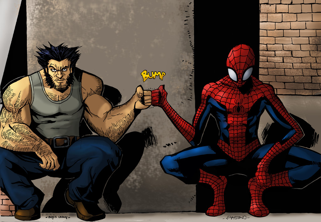 Wolverine And Spiderman Epic Bro Fist By Sabrerine911