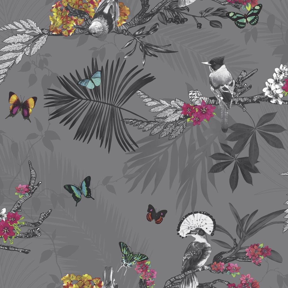 Arthouse Mystical Forest Floral Leaf Pattern Bird Butterfly Motif