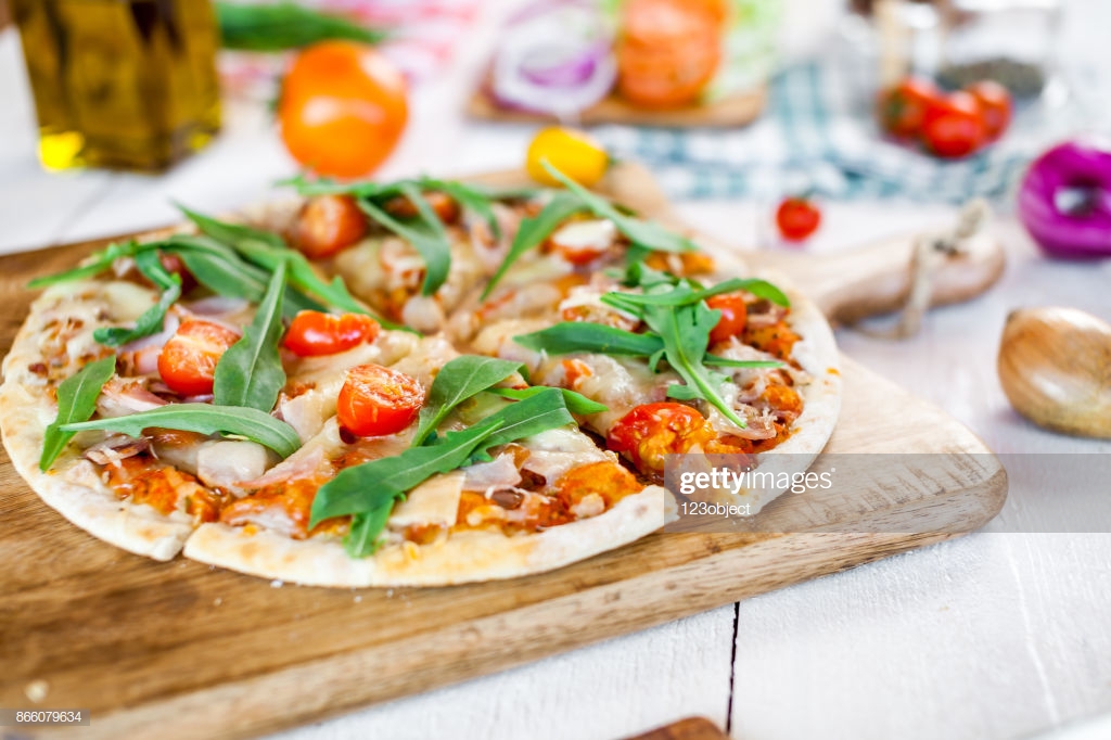 Hot Fresh Homemade Traditional Italian Pizza With Cheese Tomatoes