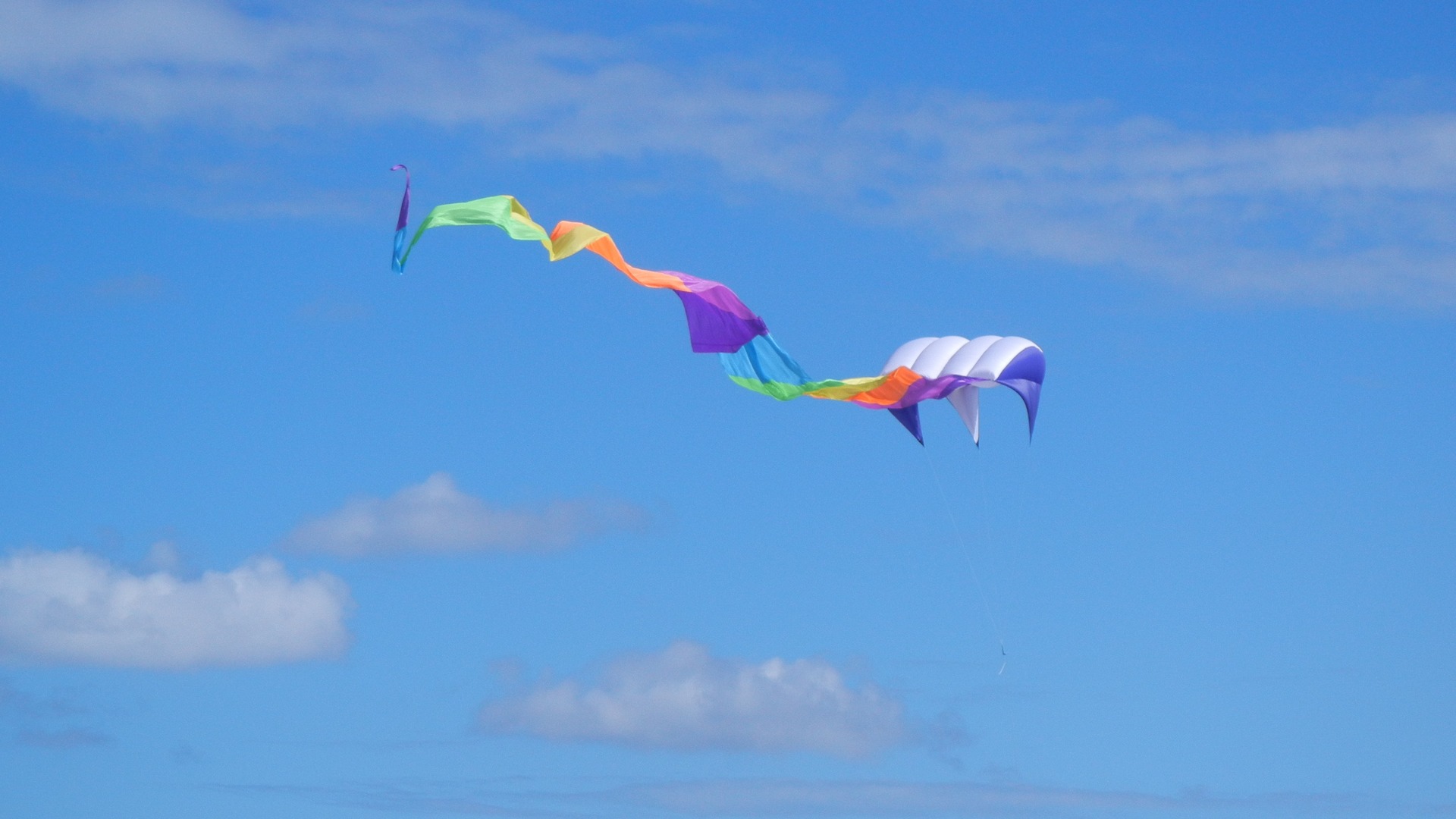 Wallpaper Kite Flying Sky Clouds Full HD