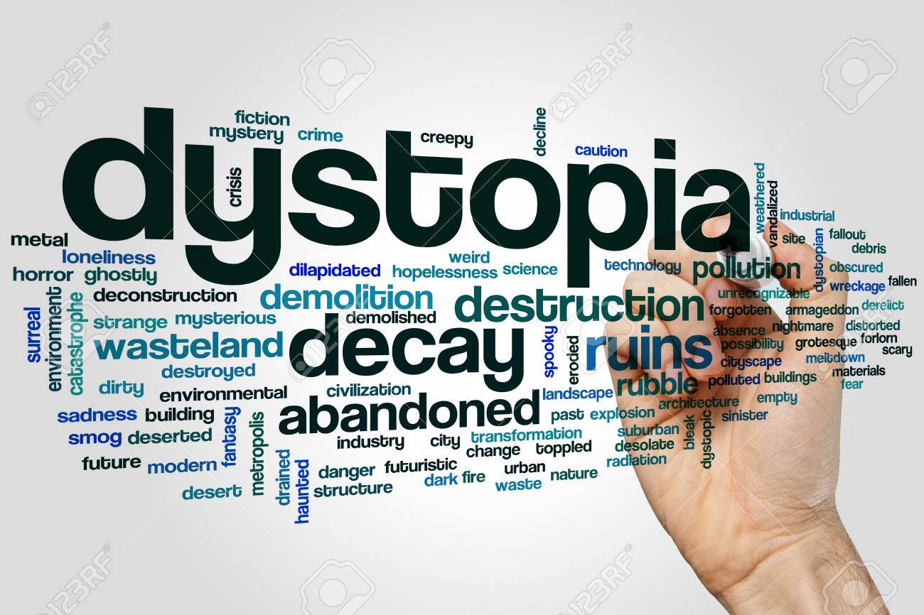 Dystopia Concept Word Cloud Background Stock Photo Picture And