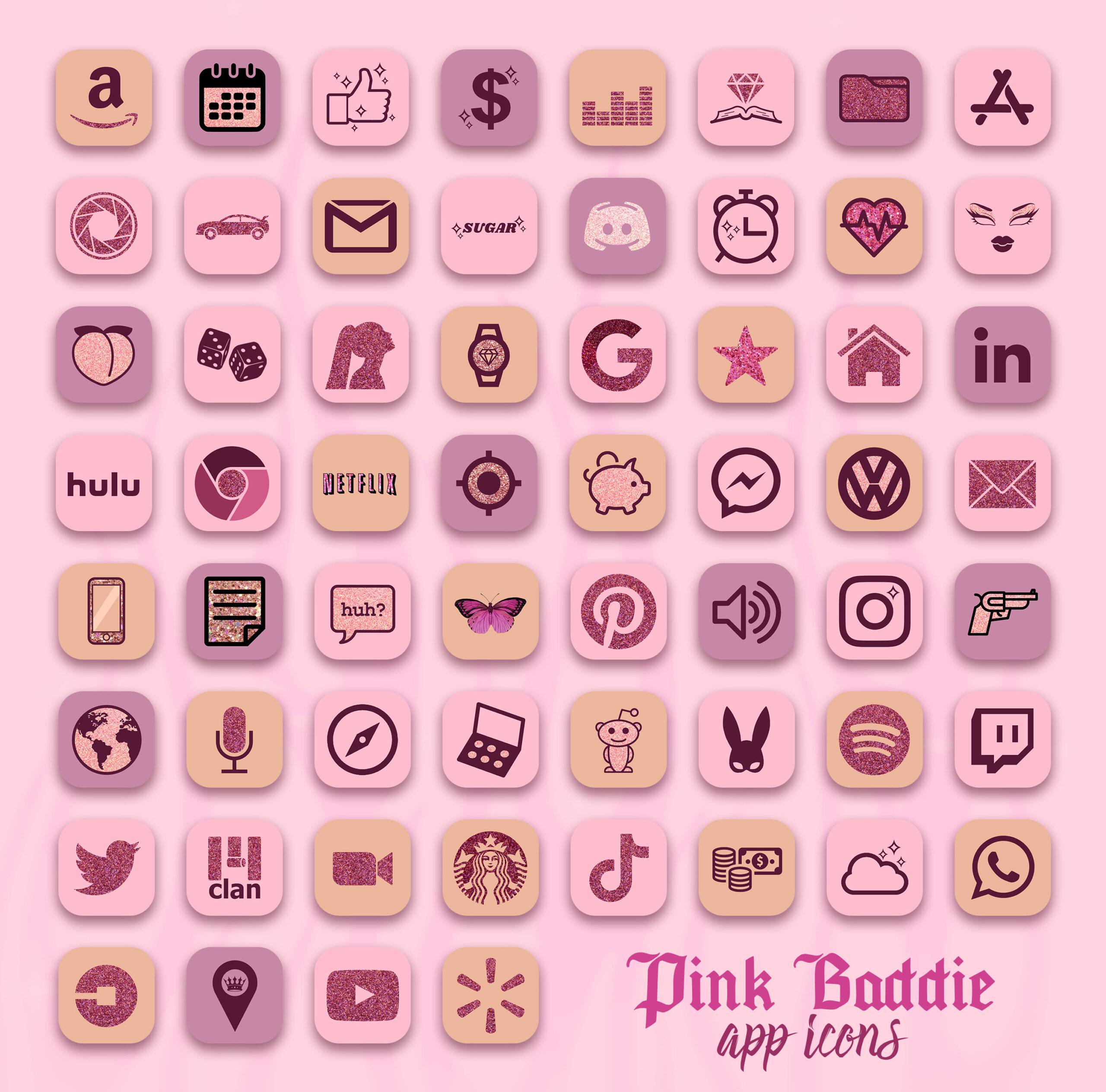 Pink Baddie Aesthetic App Icons Ios Wallpaper