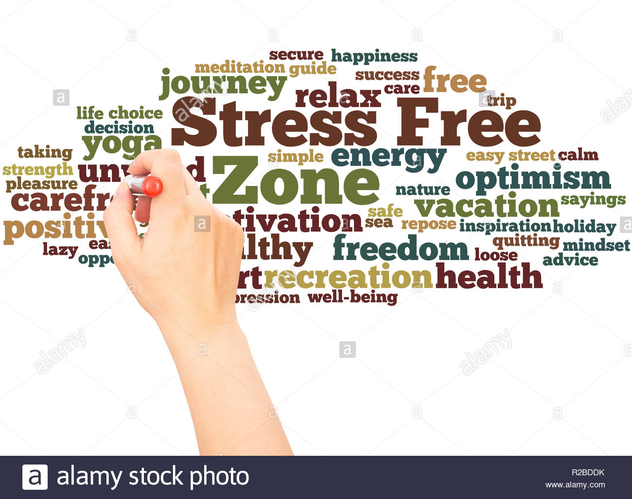 Stress Zone Word Cloud Hand Writing Concept On White