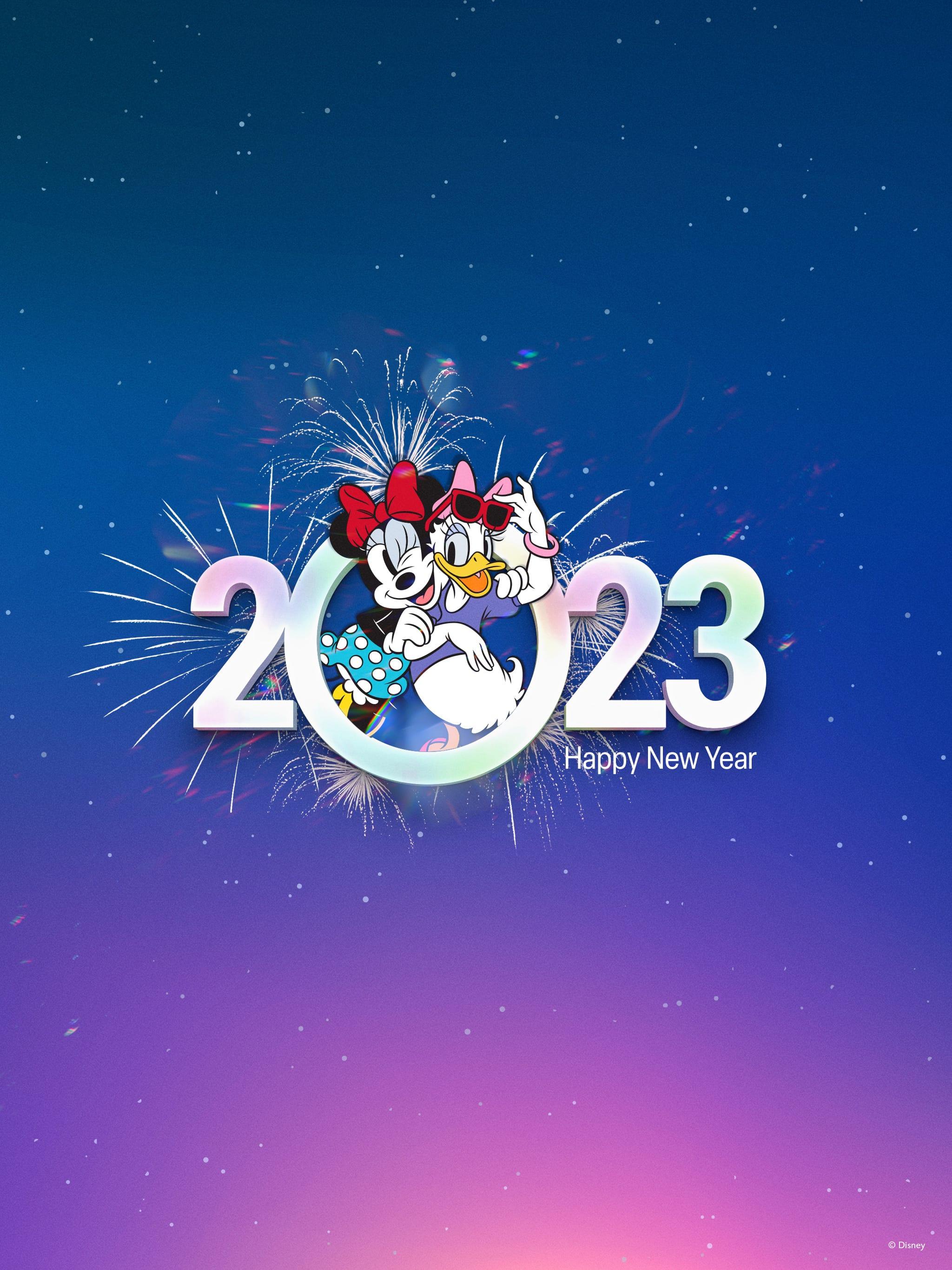 Happy New Year 2023 from Minnie Mouse and Daisy Duck Desktop