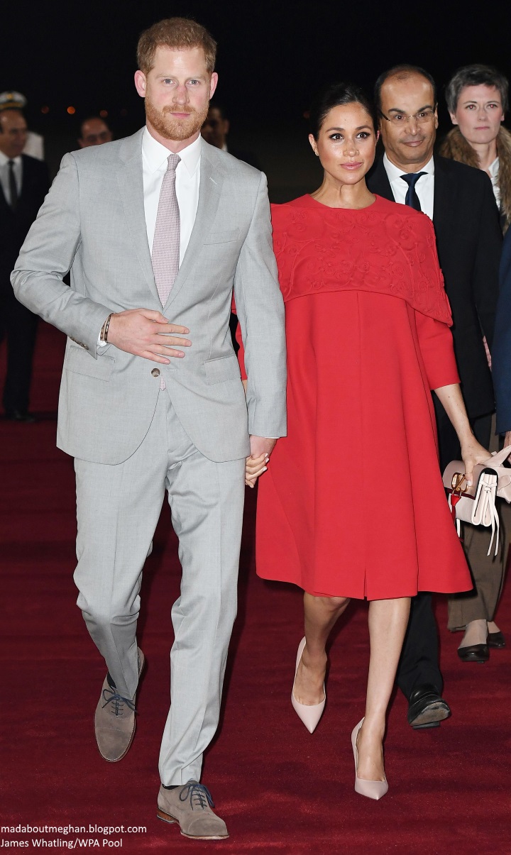 Mad About Meghan The Duchess In Red Valentino For Casablanca Arrival