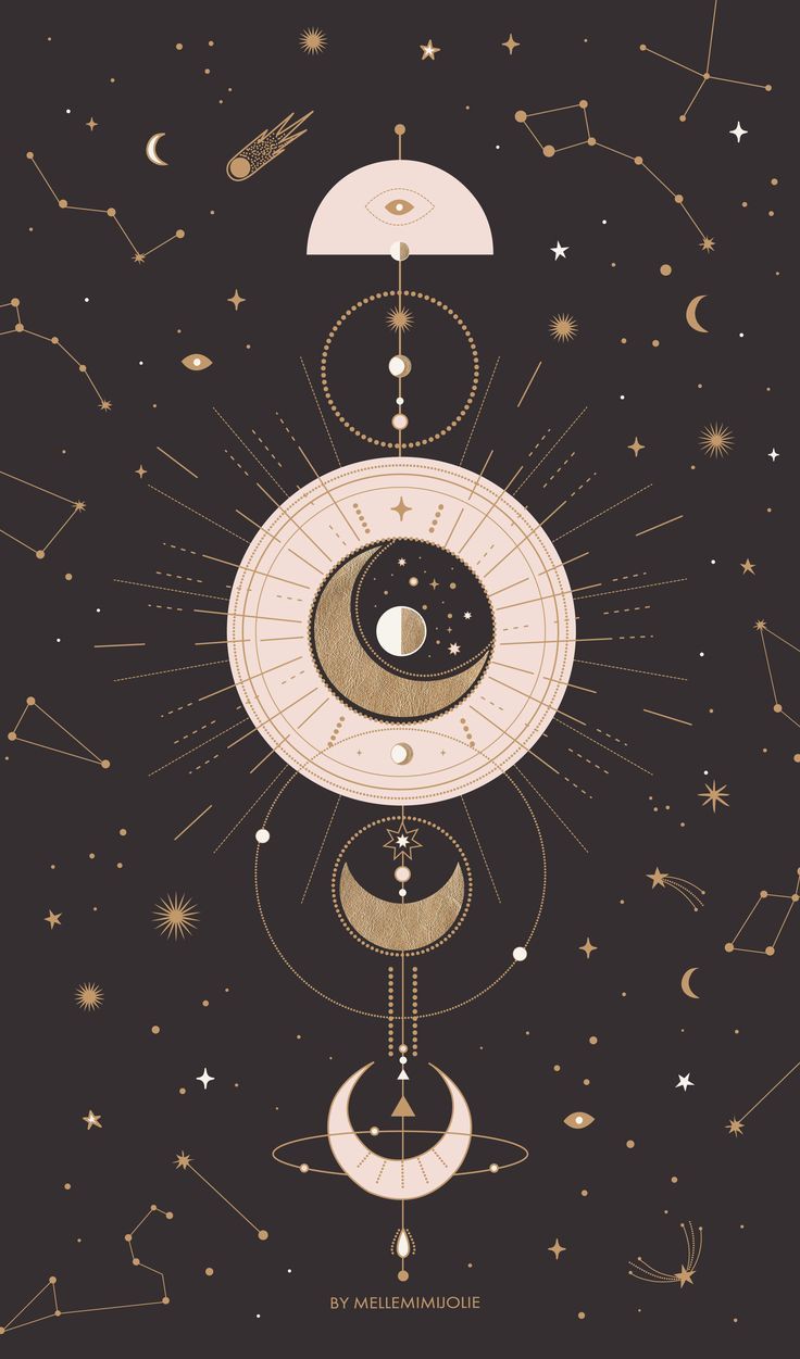 Moon Phase Constellation Art With Image iPhone Wallpaper
