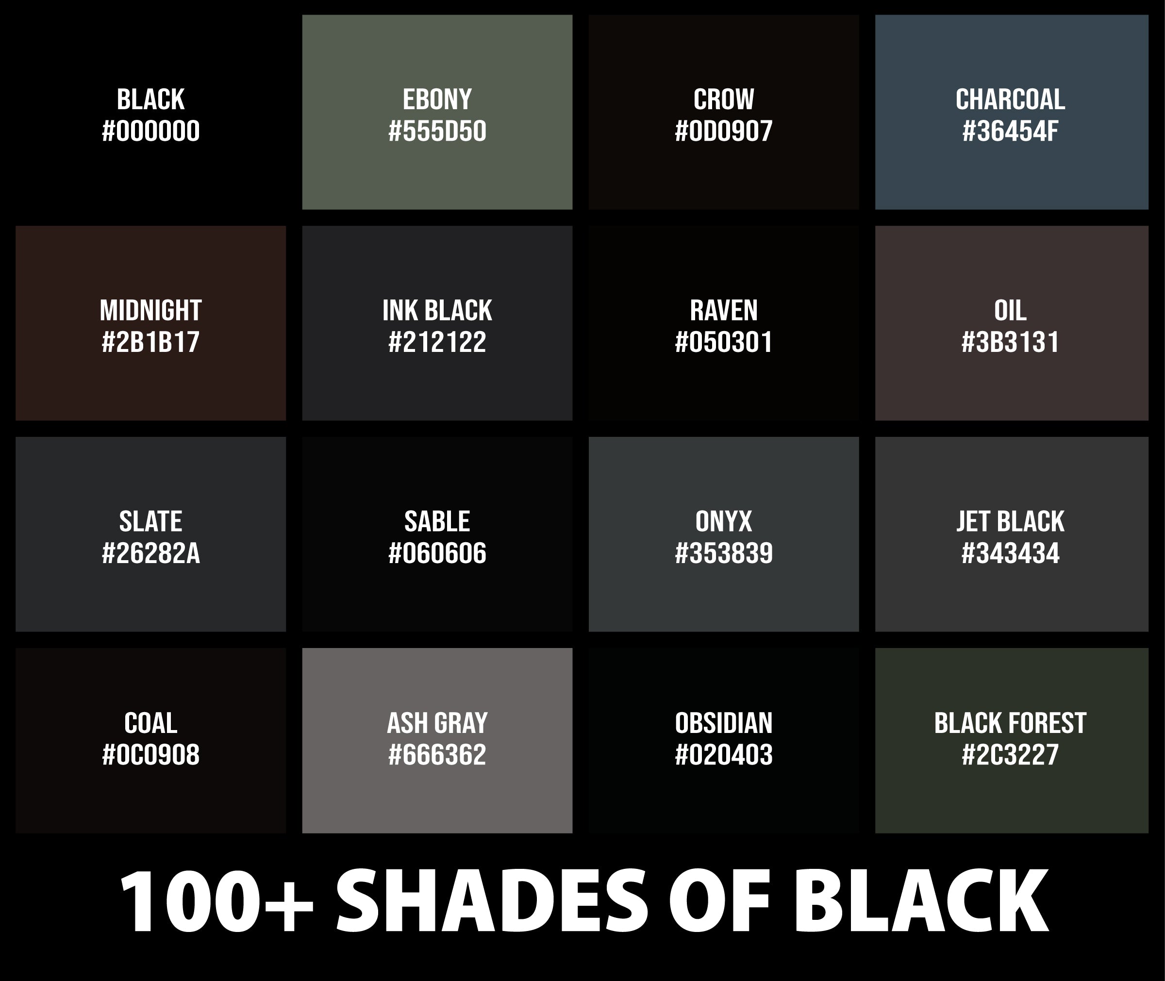 Black Html Color Chart Codes And Names Wallpaper