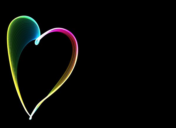 Heart A Cute Colourful Of Rainbow Light On Black Background