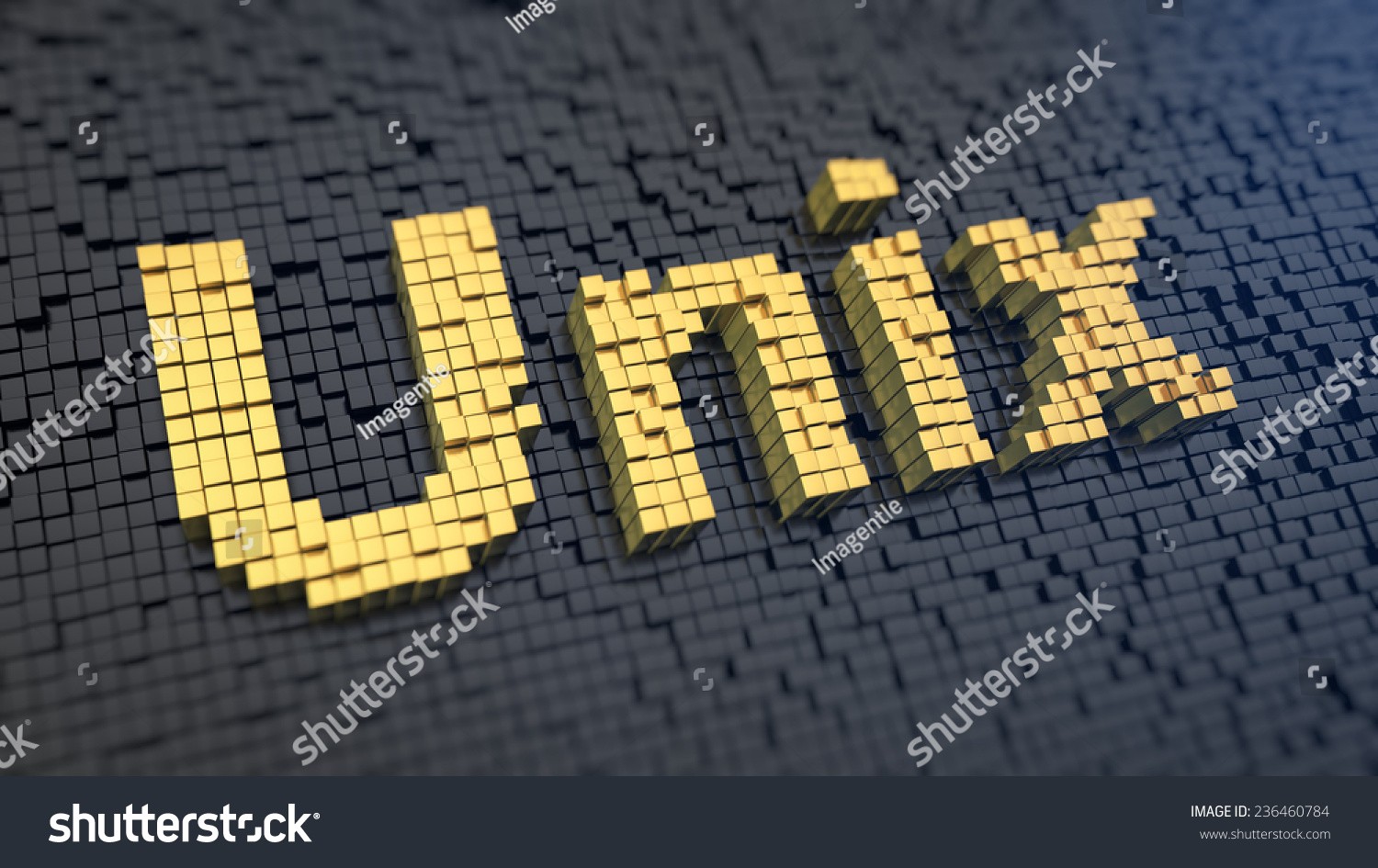 Word Unix Yellow Square Pixels On Stock Illustration