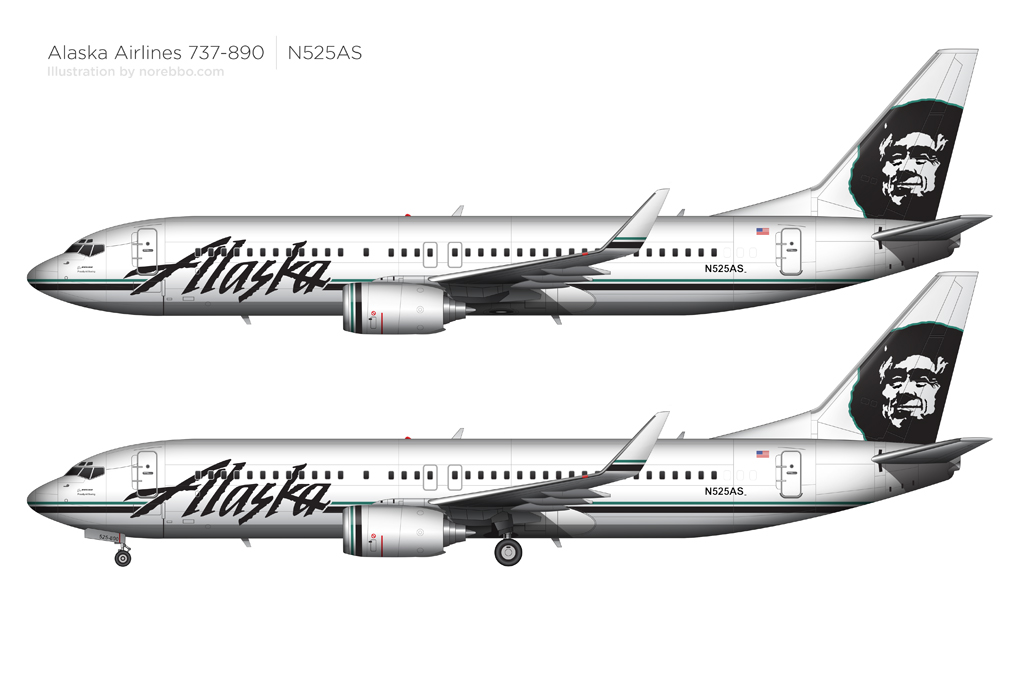Illustration Of An Alaska Airlines Over A White Background