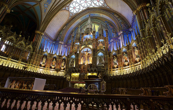 Wallpaper The Notre Dame Basilica De Montreal Canada