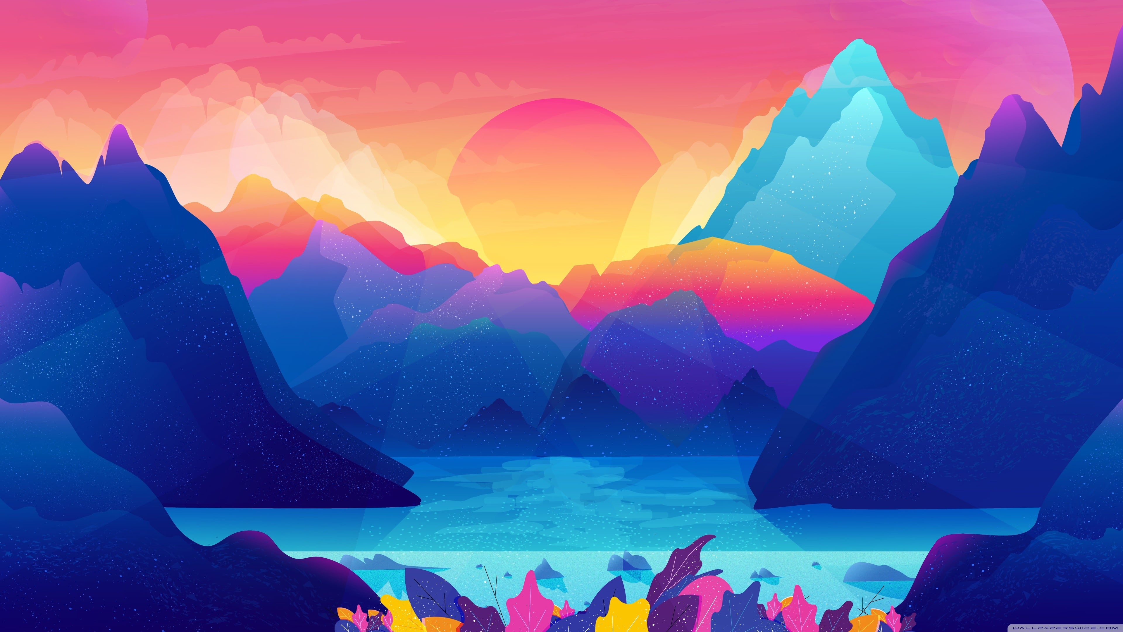 Colorful Landscape Illustration 4k Wallpaper