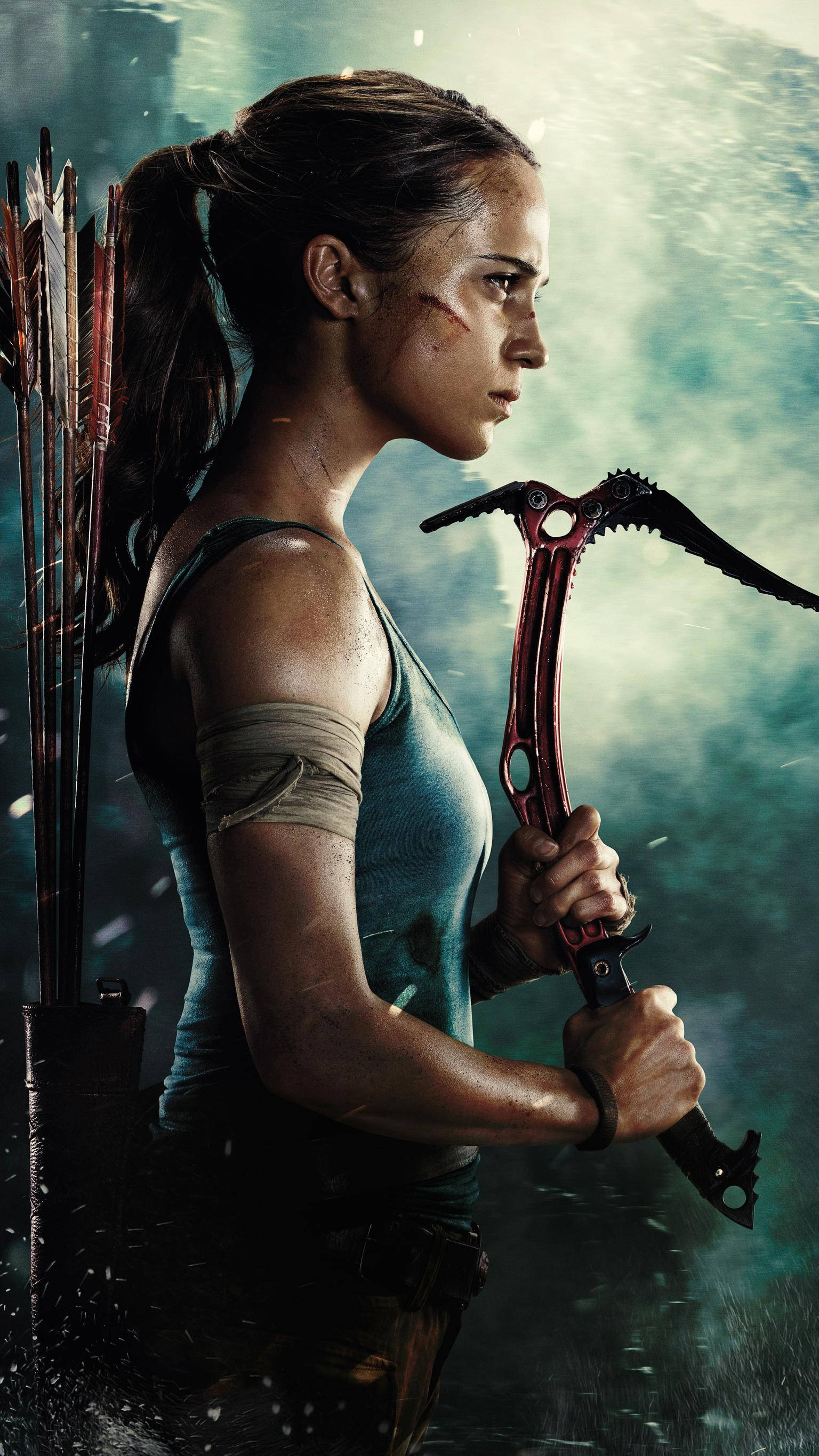 Lara Croft Axe Tomb Raider iPhone Wallpaper