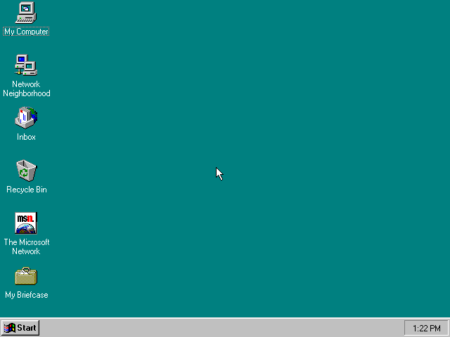 First run in Windows 95 The screenshot has an extra border remove