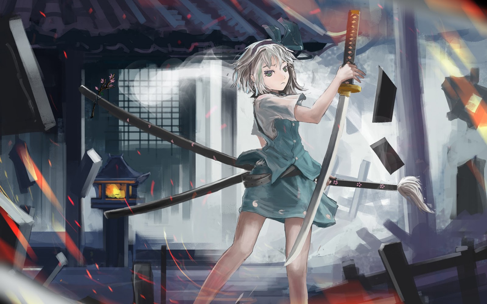 Samurai Anime Girl Katana Hd Wallpaper Desktop Pc Background